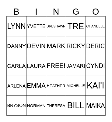 BELL FAMILY REUNION Bingo Card