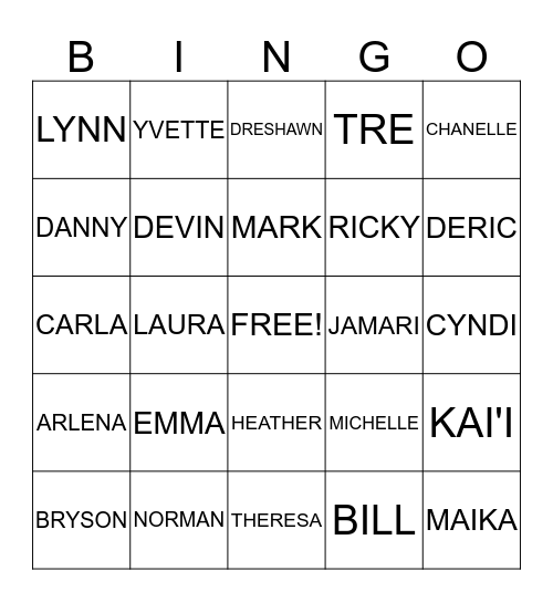 BELL FAMILY REUNION Bingo Card