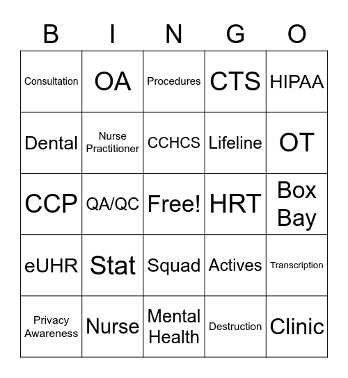 HIP Week 2022 Bingo Card