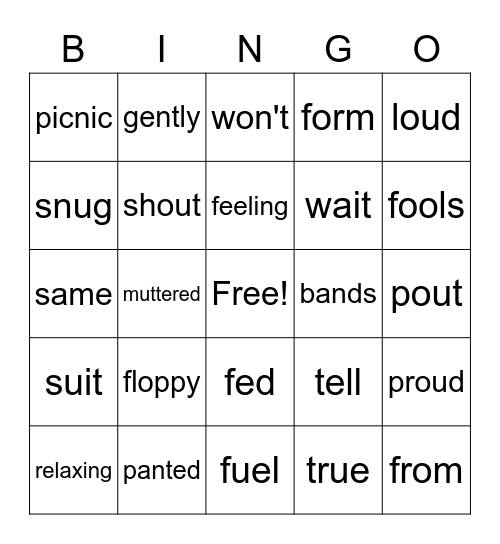 Vocabulary Bingo Card