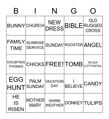 EASTER IN AUGUST Bingo Card