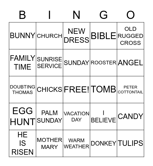 EASTER IN AUGUST Bingo Card