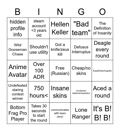 EU Four Queue Bingo Card