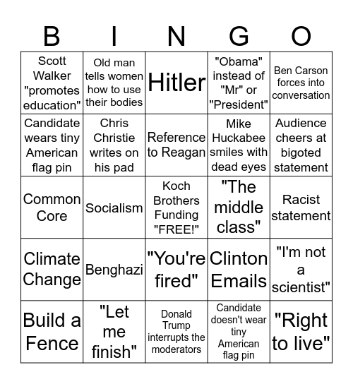 Clusterf#@k to the White House! Bingo Card