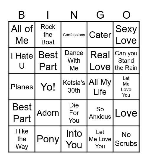 R&B Classics Bingo Card