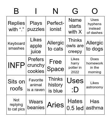 Zipper Red Flag Bingo Card