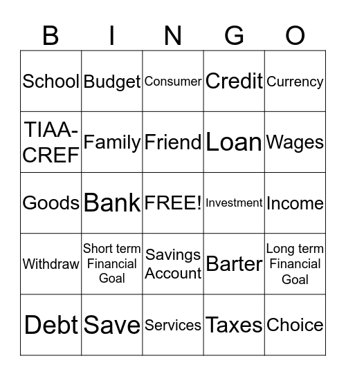 TIAA-CREF Financial BINGO Card