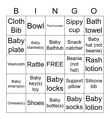 Baby Gift Bingo! Bingo Card