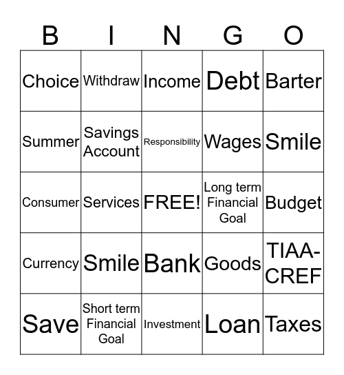 TIAA-CREF Financial BINGO Card