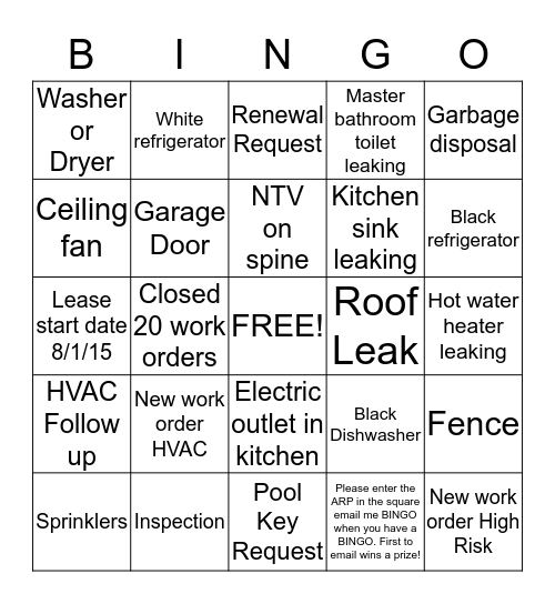 RSC Bingo #1 Bingo Card