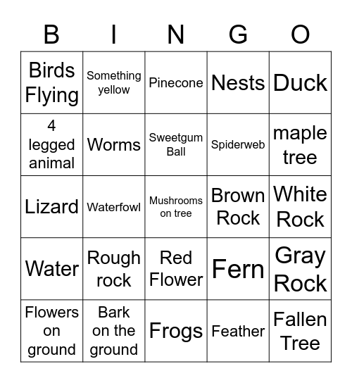 Spring Scavenger Hunt Bingo Card