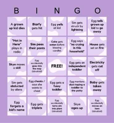 Egg's 100/A-Z baby challenge bingo! Bingo Card