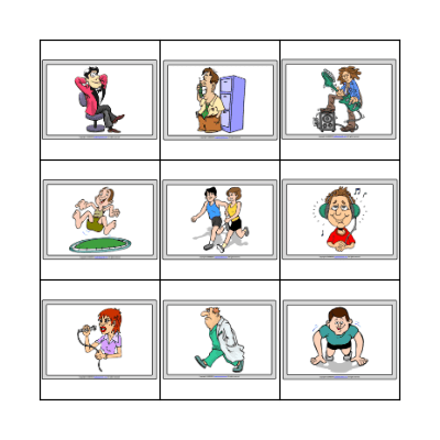 Verbs Bingo 1-12 Bingo Card