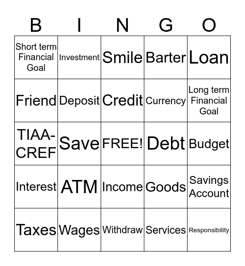 TIAA-CREF Financial BINGO Card