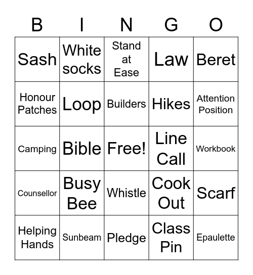 Adventurer Bingo Card