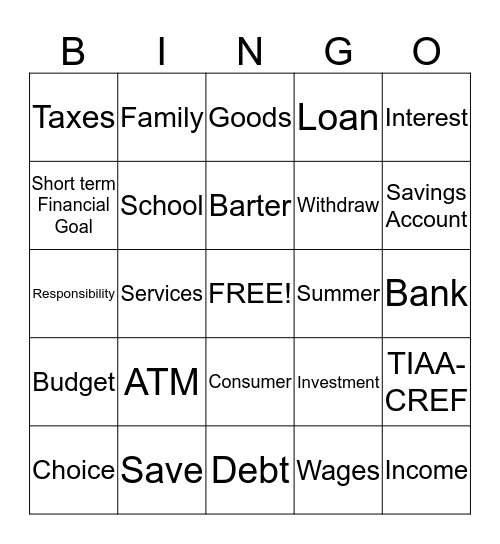 TIAA-CREF Financial BINGO Card