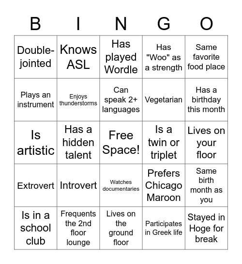 Galipatia Commonality Bingo! Bingo Card