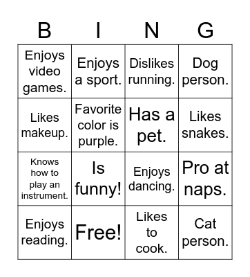 G.I.V.E Bingo Card