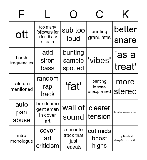 FLOCK BINGO Card