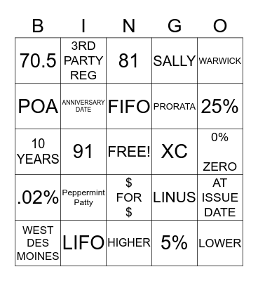 Awesome Annuity Fun! Bingo Card