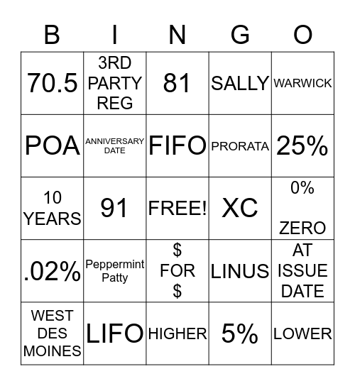 Awesome Annuity Fun! Bingo Card
