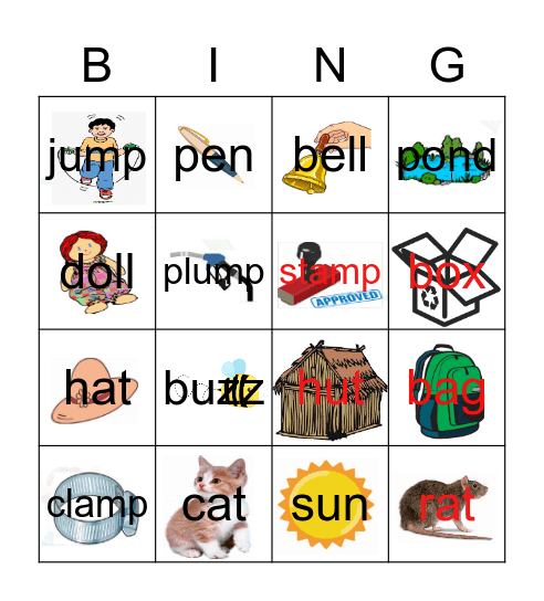 Begining, Middle, Ending Sounds Bingo Card