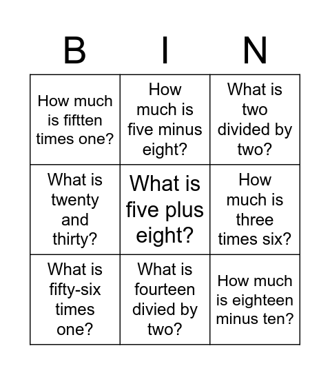 Bingo (please write answers by English) Bingo Card