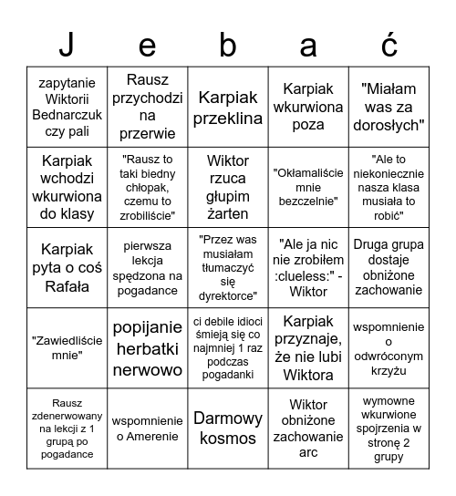 pogadanka bingo Card