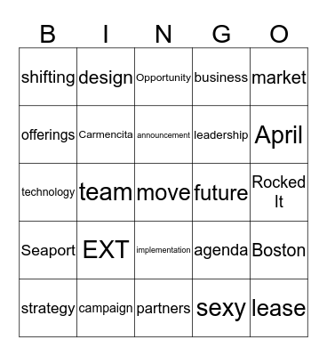 Continuum Bingo Card