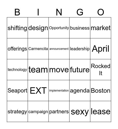 Continuum Bingo Card