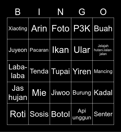 Camp on March Bingo Card