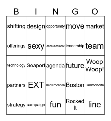 Continuum Challenge Bingo Card