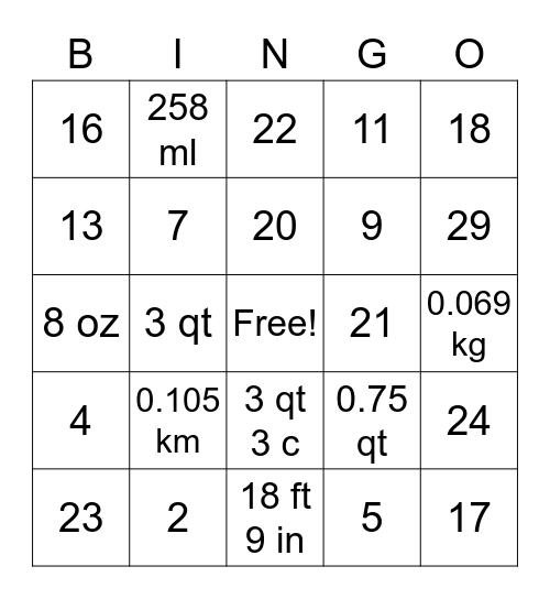 Denis 1 Bingo Card
