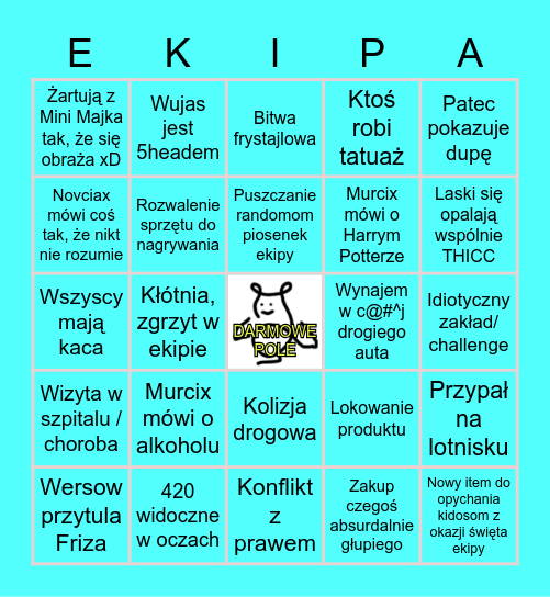 ŚWIĘTO EKIPY WATCHPARTY Bingo Card
