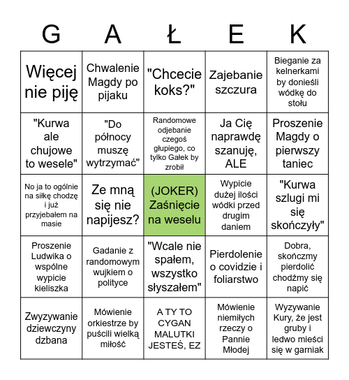 Gała Bingo Card