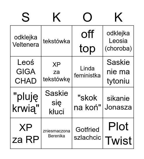 Skok Na Koń Bingo Card