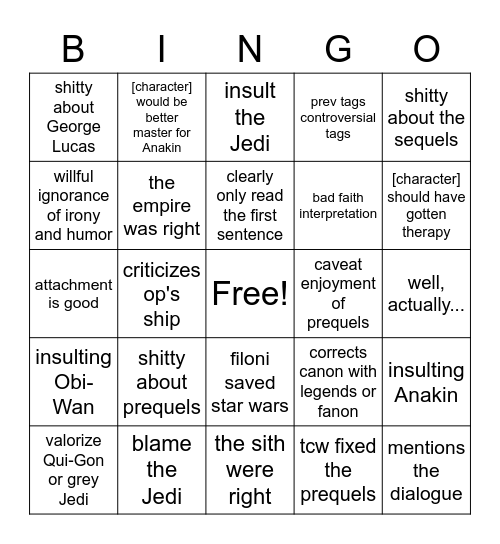 Annoying in My Tags Bingo Card