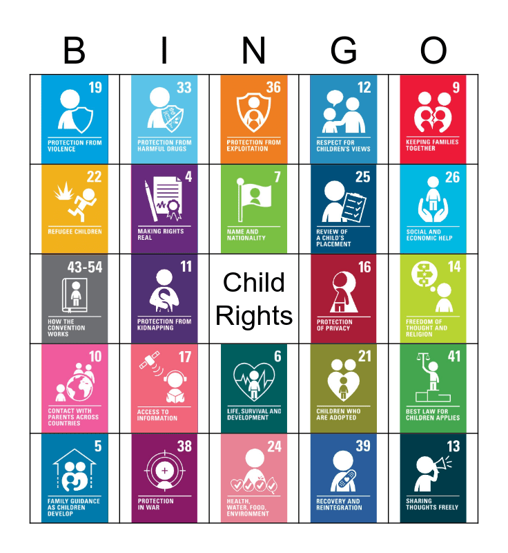 Child Rights (CRC) Bingo Card