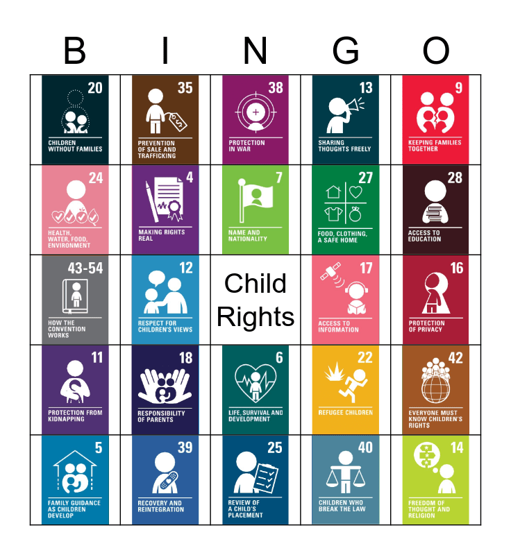 Child Rights (CRC) Bingo Card