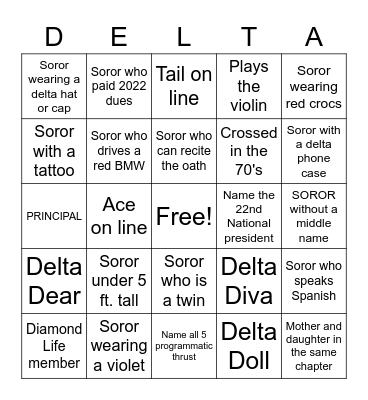 SISTERHOOD MONTH Bingo Card