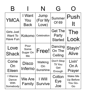 Throwback Party Bingo Card