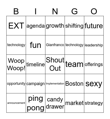 Continuum Bingo Card