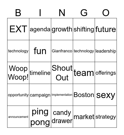 Continuum Bingo Card