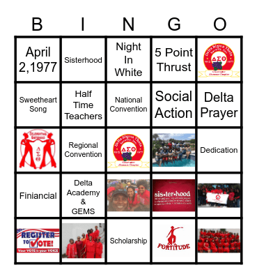 Clearwater Alumnae Chapter Bingo Card