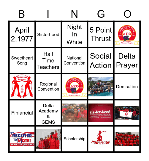 Clearwater Alumnae Chapter Bingo Card
