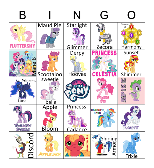 My Little Pony Bingo Card