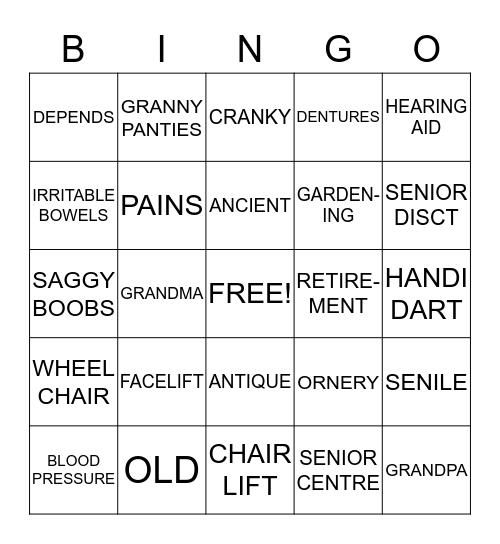 60TH BIRTHDAY BINGO Card