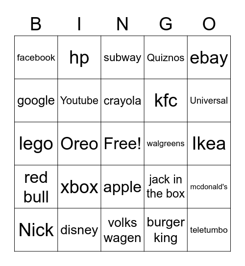 Logos Alphabet Bingo Card