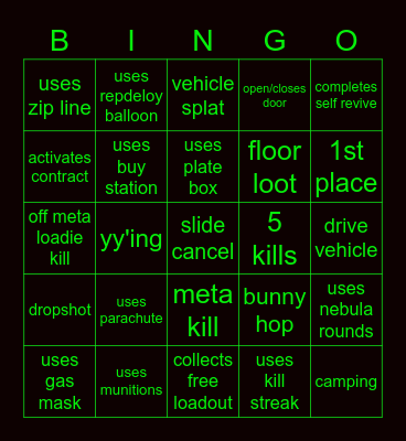 WARZONE Bingo Card
