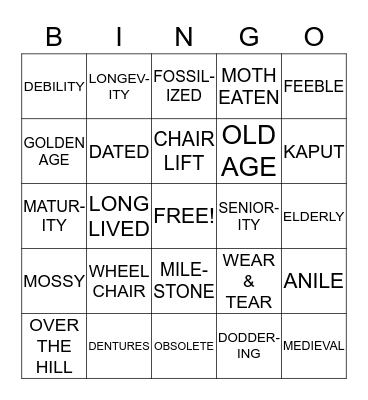60TH BIRTHDAY BINGO Card